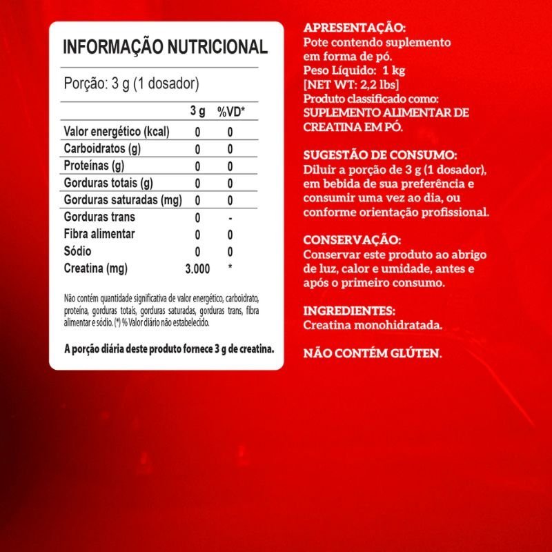 Creatina 100% Pura Pouch 1kg - Imagem 2