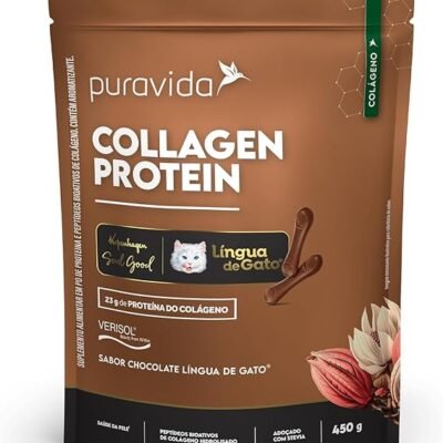 Puravida Colágeno Protein 23g de Proteínas Kopenhagen Língua de Gato Chocolate 450g
