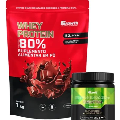 Kit Whey Protein Concentrado 1kg e Creatina Monohidratada 250g - Growth Supplements